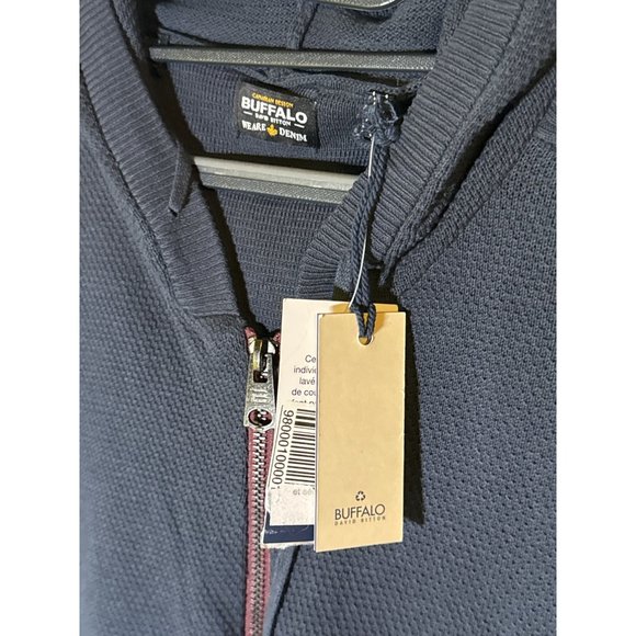 Buffalo David Bitton Men's Long-Sleeve Hoodie Sweater, Midnight Blue, XL, NWT - Picture 3 of 6